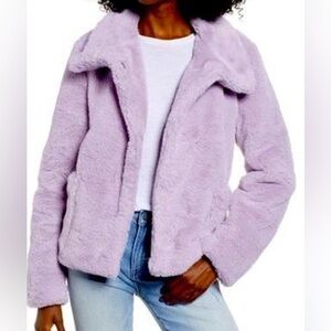 Leith Lavender Purple Faux Fur Jacket Small